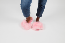 'Barbie' fox fur slides
