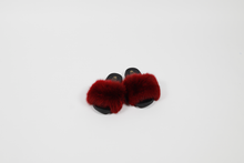 'Berry' fox fur slides