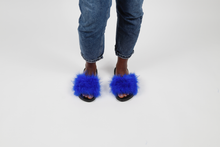 'Nipsey blue' fuzzy slides