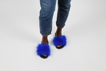 'Nipsey blue' fuzzy slides