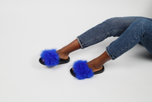 'Nipsey blue' fuzzy slides