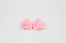 'Luxe box' fox fur slides set - Princess pink